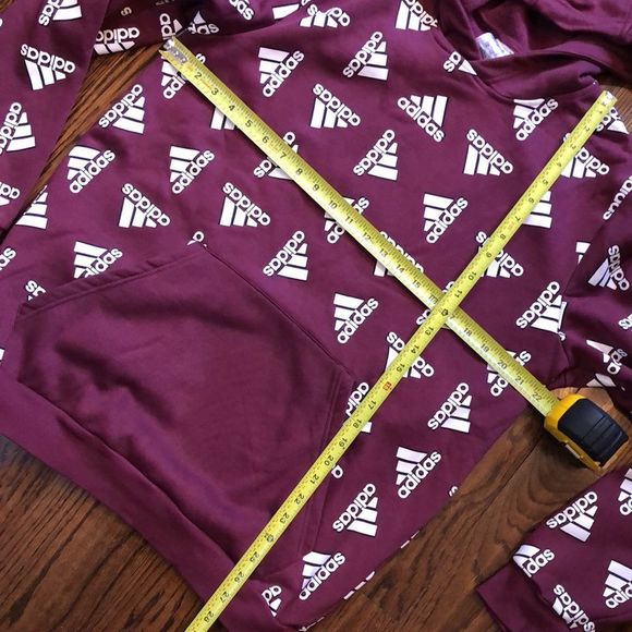 ADIDAS Pullover Hoodie with ADIDAS Logo Burgundy and White Sz Large NWOT - Picture 5 of 8